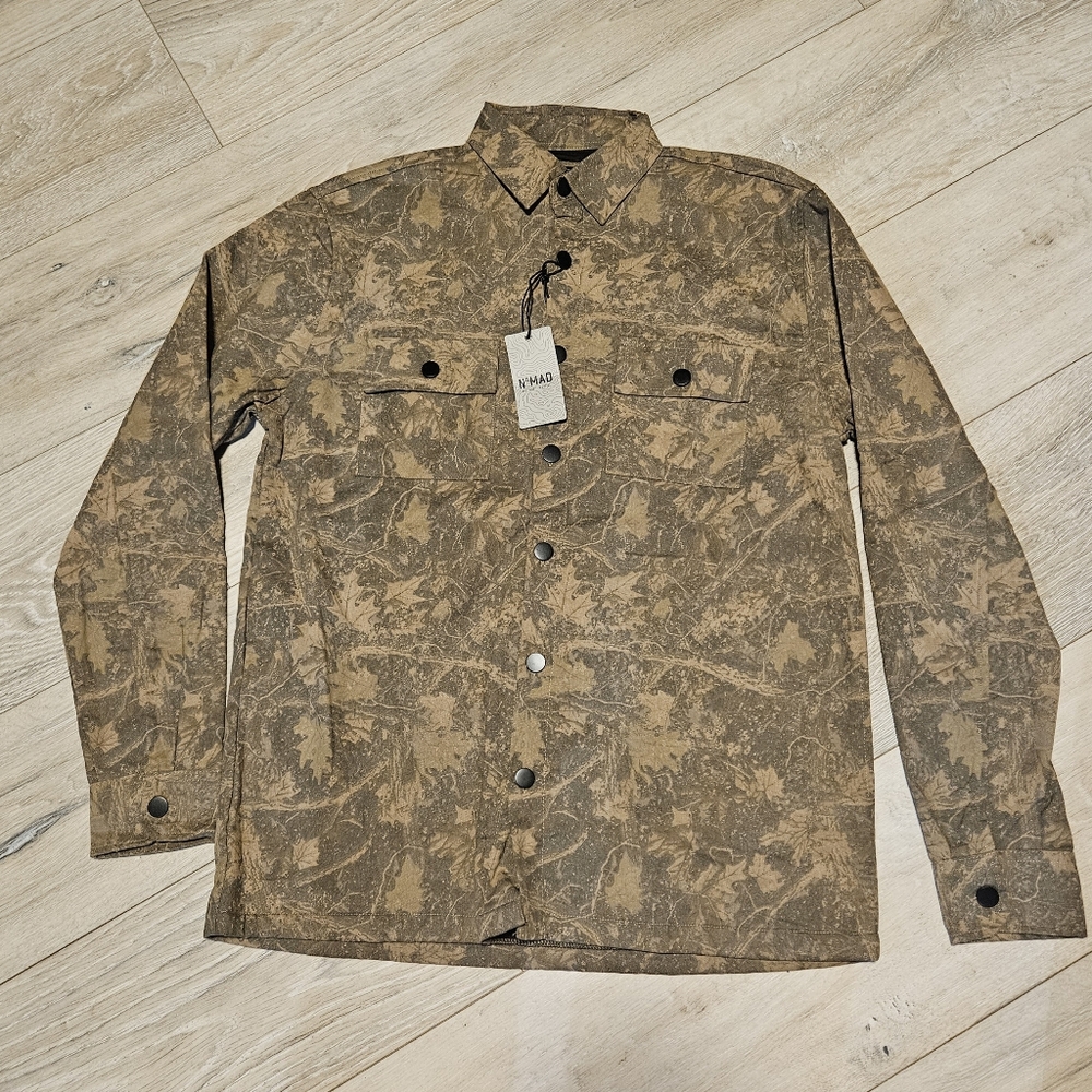 NOMAD Craft+Flow Men's Medium Tree Camo Twill Shacket Brown Multi